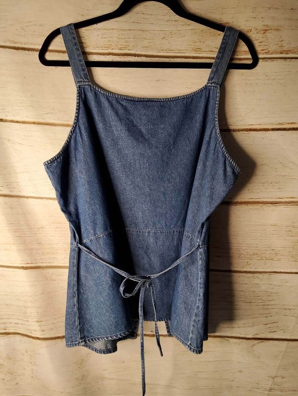 Carolina Blues Embroidered Denim Tank Top - Blue with Multicolor Floral Trim - Picture 2 of 11